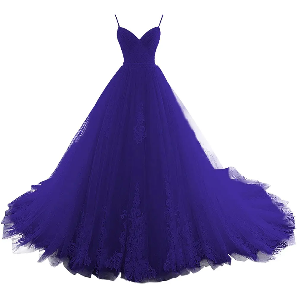 Фото BM Длинные платья Quinceanera с V-образным вырезом Вечерние платья из тюля с аппликациями и складками Принцесса для выпускного вечера Sweet 16, Vestido 15 Anos №5