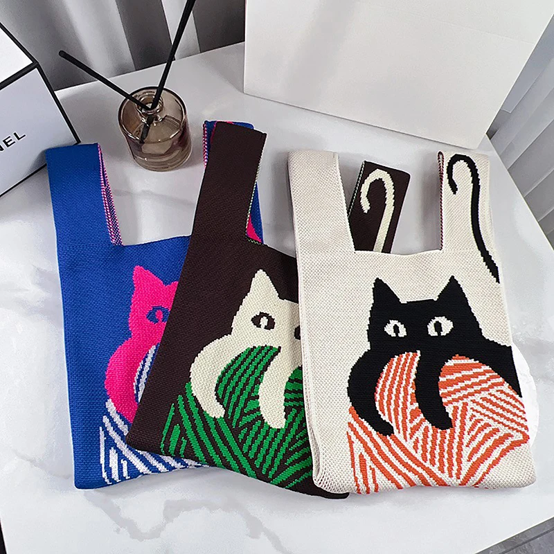 

Mini Portable Knot Wrist Bag Women Top Handle Bag Simple Waterproof Shopping Bag