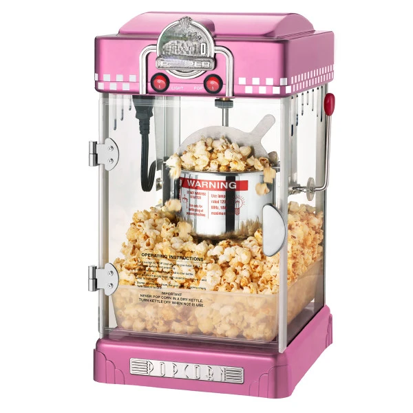 

Bambino Countertop Popcorn Machine – 2.5oz Kettle with Measuring Spoon, , and 25 Serving Bags by (Pink)