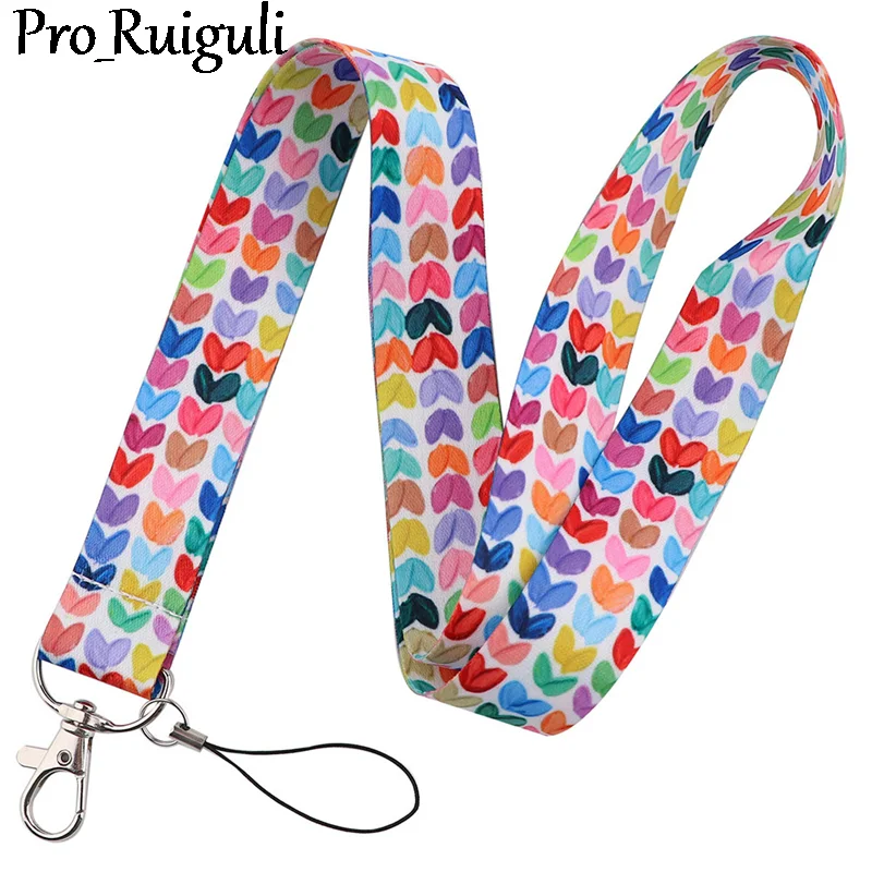 

Heart Love Romantic Keychain Lanyards Id Badge Holder ID Card Pass Gym Mobile Phone Badge Holder Key Strap webbings ribbons