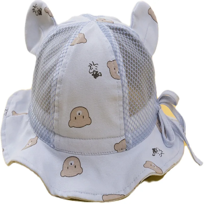 

New cartoon baby net basin hat baby fisherman basin hat summer sunscreen fishing hat summer baby sun hat