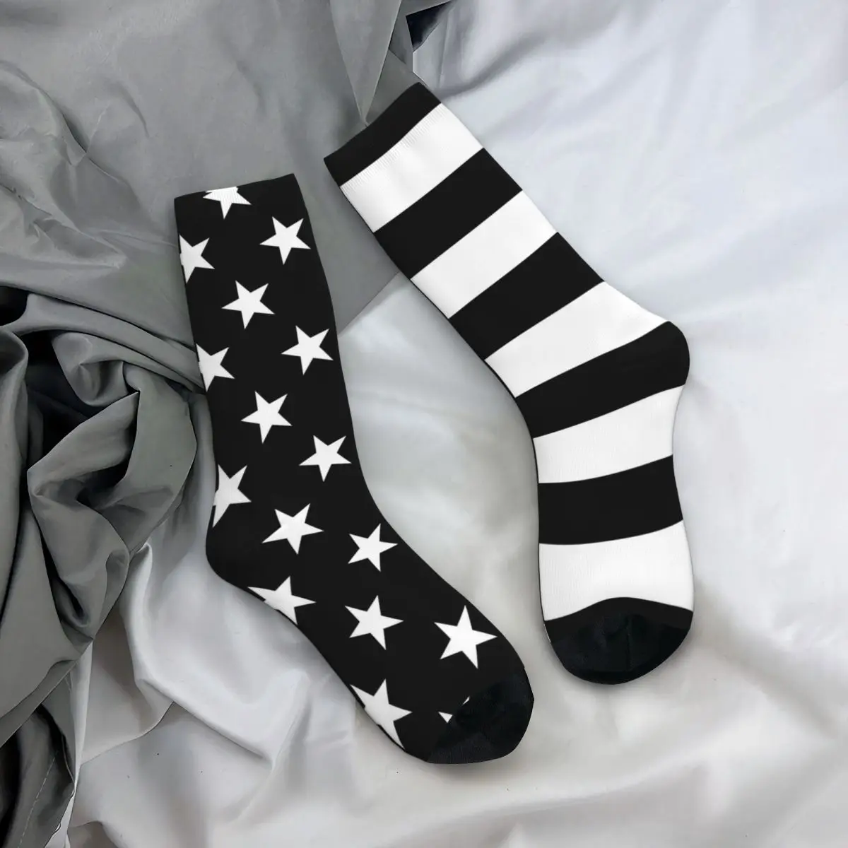 Носки с американским флагом осенние черно-белые чулки корейские женские и