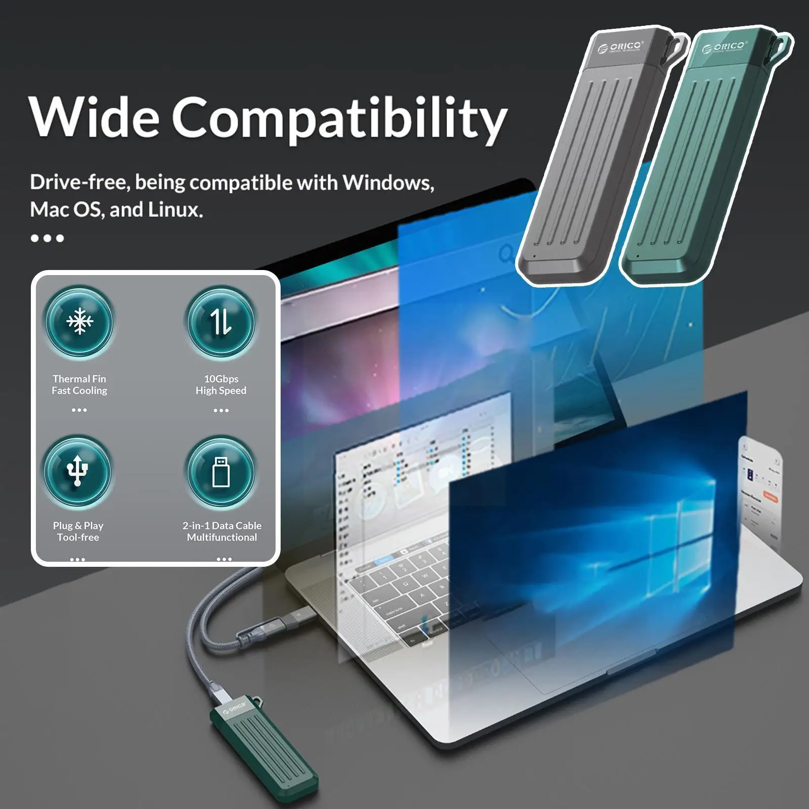 

M2 SSD Case NVMe USB Type C Gen2 10Gbps PCIe SSD Enclosure NVMe NGFF M.2 SATA 6Gbps Enclosure Case Drive State M.2 Q7M1