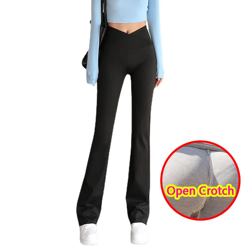 

Женские пикантные брюки с открытой промежностью, длинные спортивные Леггинсы с высокой посадкой, облегающая уличная одежда, винтажные Клубные пикантные брюки со скрытой молнией в Корейском стиле