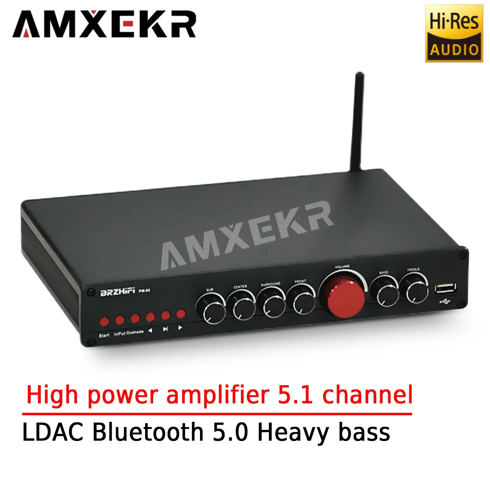 

AMXEKR 50 Вт + 50 Вт усилитель мощности 5,1 канальный домашний кинотеатр LDAC Bluetooth 5,0 усилитель мощности тяжелых басов