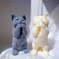 big size 21cm standing cat candle silicone mold animal soy wax silicone mould cats lover home decor gift
