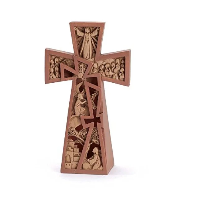

pierced stages of christ easter 8 x 6 resin stone table top cross