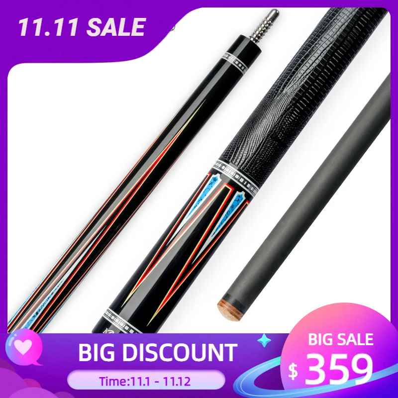 

KONLLEN Carbon Fiber Shaft Pool Cue Stick 12.6mm 3/8*8 Radial Pin Joint147cm Technology Carbon Tube Inside Butt Billiard Cue Kit