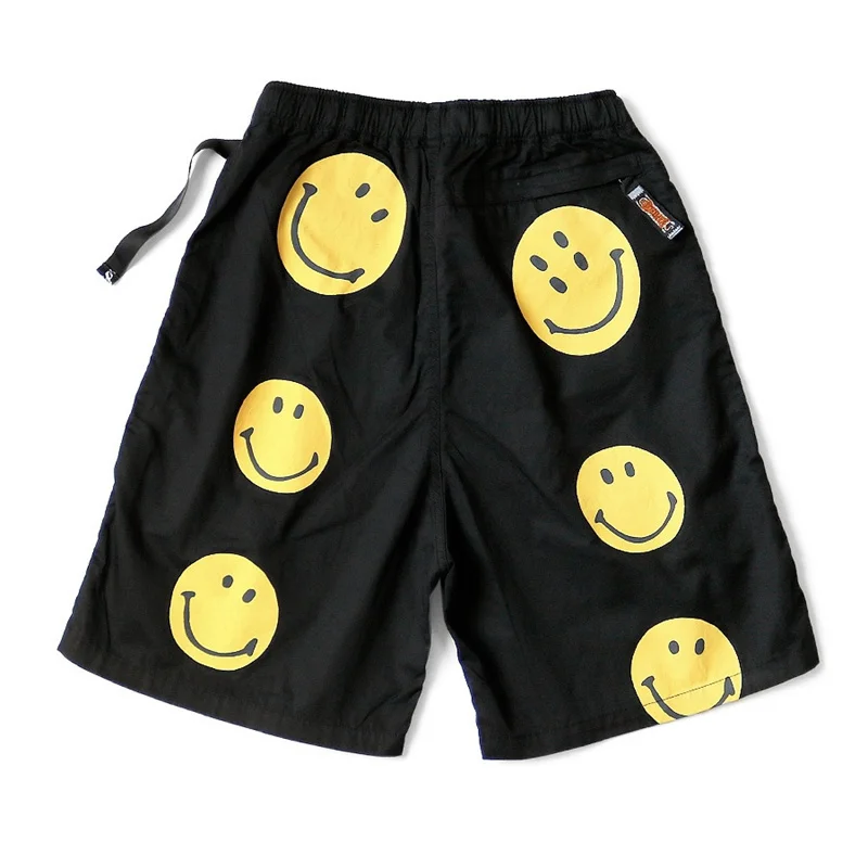 Smiling KAPITAL Tag Japanese Style Face Pleated Nylon Shorts Fallow Baggy 21SS For Men Wome
