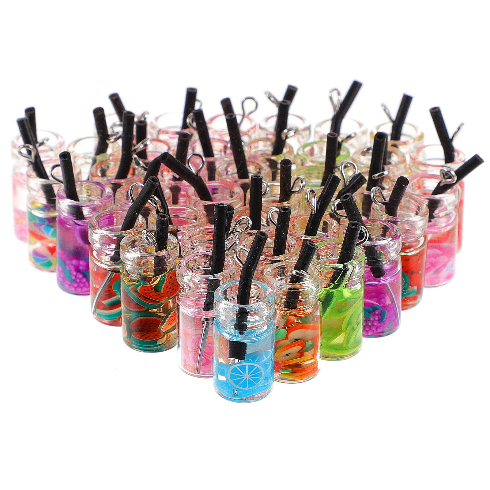 40Pcs Jewelry Charms Decorative Fruit Drinks DIY Charms Novelty Drinks Cups Pendants DIY Charms