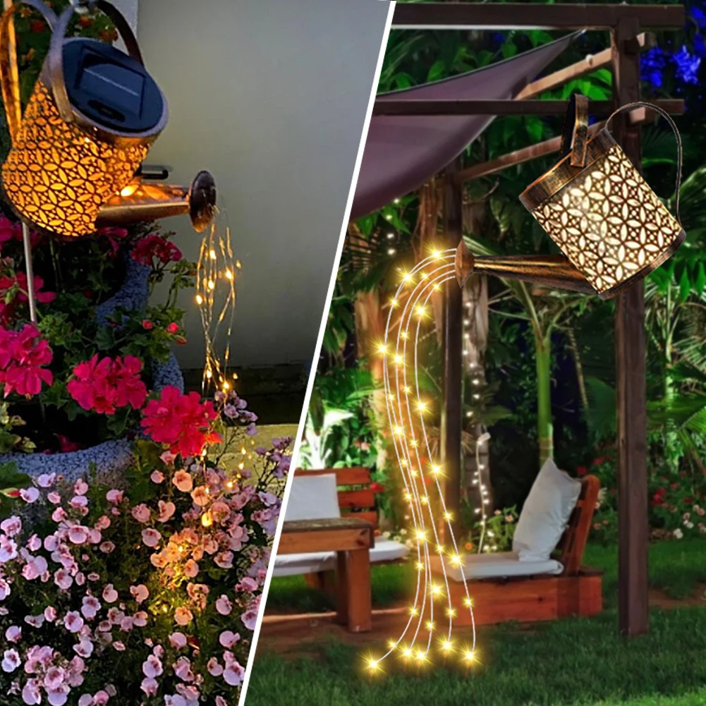 

Solar LED Watering Can Lights Outdoor Waterproof Decorative Kettle Garden Yard Art Lamp Hollow Water Sprinkle Lamps
