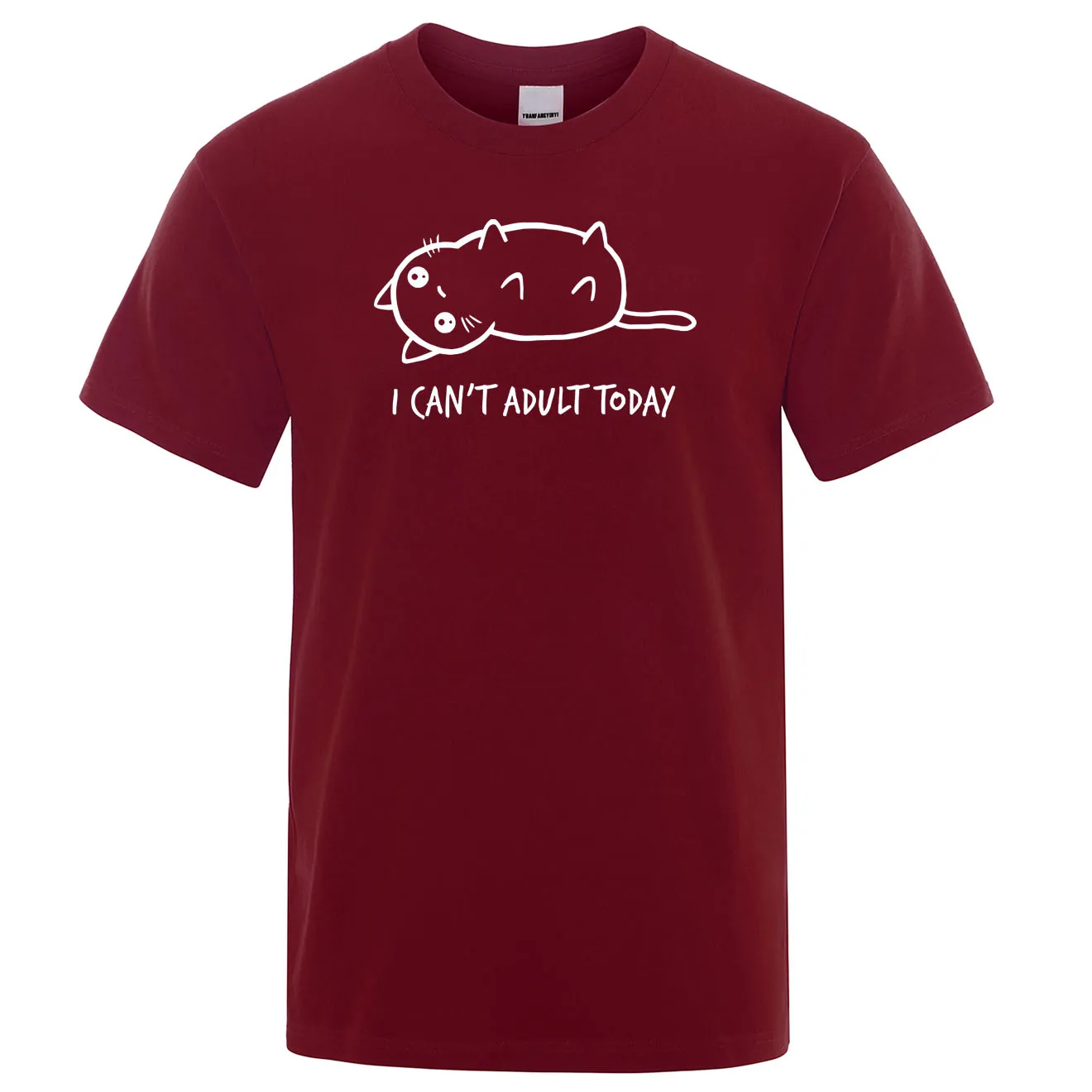 

Summer Men Tops I CAN'T ADULT TODAY Letter Print T Shirt O Neck Short Sleeve mens Casual Tee Shirt Cartoon Cat Print Tshirt