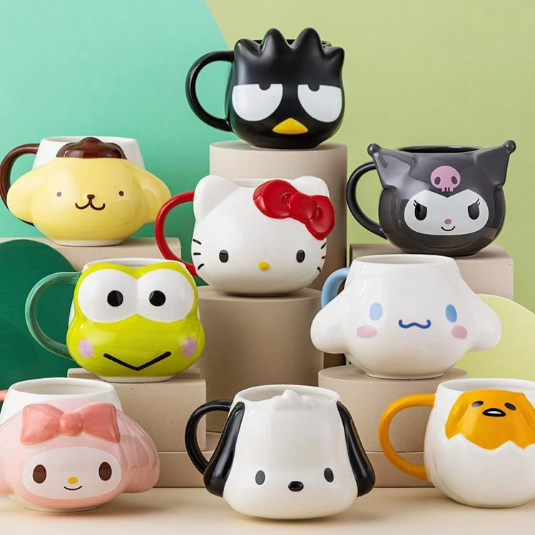 

3D кружка с рисунком из аниме Sanrio, Hello Kitty Kuromi Cinnamoroll My Melody, трехмерная рельефная кавайная мультяшная детская керамическая кружка, подарки