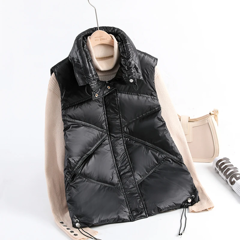 

2023 Plus size Winter Down Puffer Vest Women Casual All-match Sleeveless jacket Winter Long Bodywarm waistcoat Winter Sleeveless