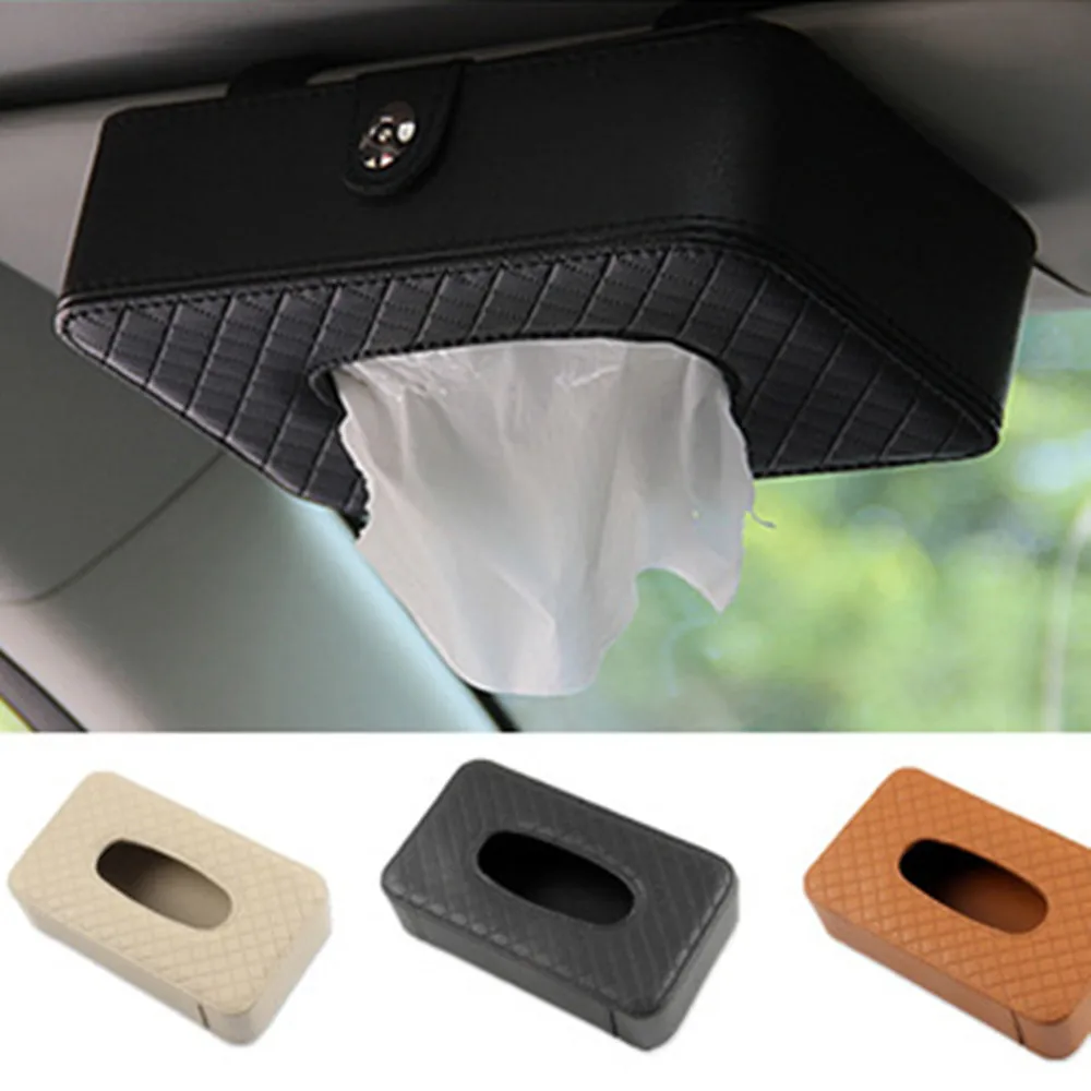 

Universal Car Tissue Box Creative Leather Napkin Holder Back Seat Sun Visor Tissue Case Car Decoration Accessories Interior