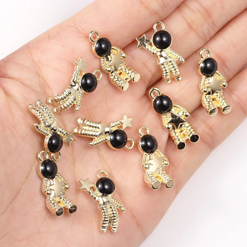 

10Pcs/Lot Alloy Cartoon Spaceman Pendant KC Gold Star Charm for Earrings Jewelry Making DIY Necklace Bracelet Accessories Crafts