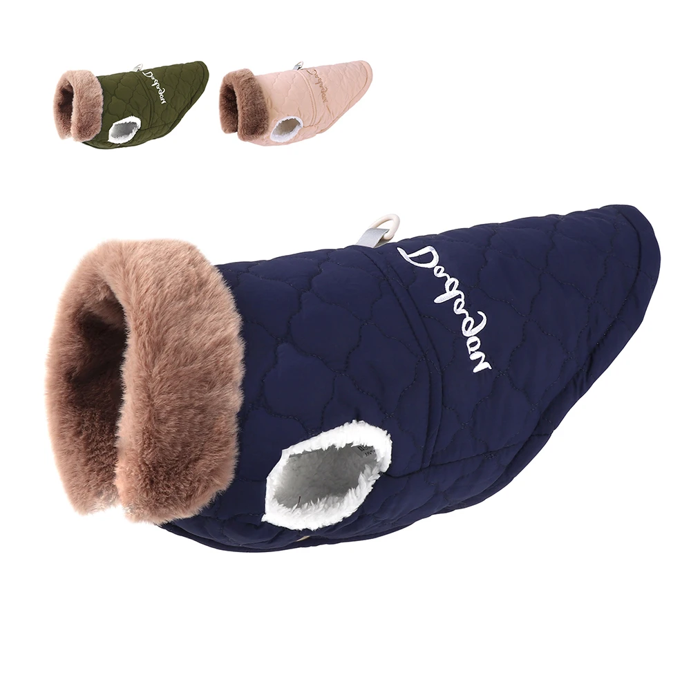 

Super Warm Waterproof Winter Pet Jacket Clothes Small Dogs Clothing With Fur Collar Cotton Pet Outfits French Bulldog Coat Vest