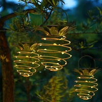 2pcs solar pineapple lantern hanging led lamp outdoor waterproof decor garden yard lamp spiral garland pineapple solar light