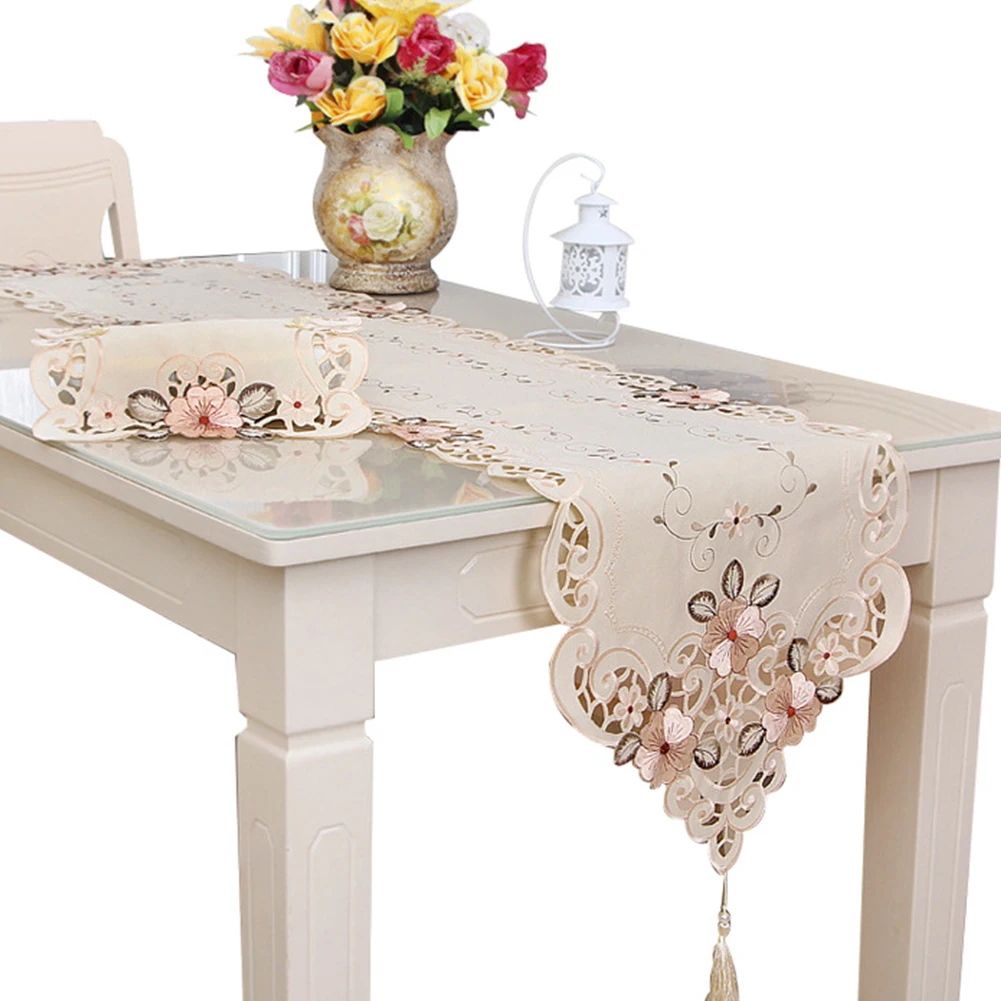 

Banquet Vintage Tablecloth Crafts Festival Christmas Wedding Decor Dustproof Home Party Hotel Polyester Rectangle Table Runner