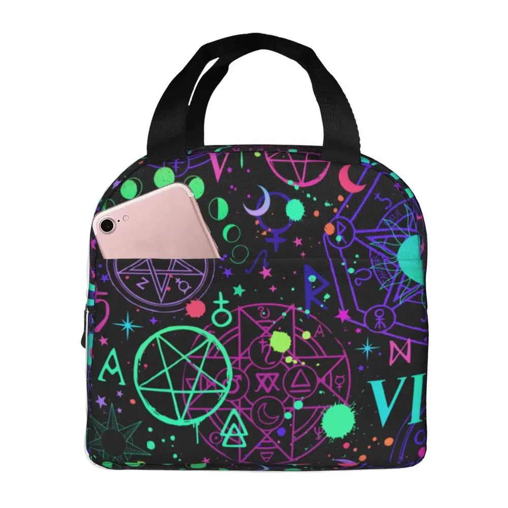 

Lunch Bags for Men Women Magical Cosmic Signs Insulated Cooler Bags Portable School Canvas Tote Bento Pouch