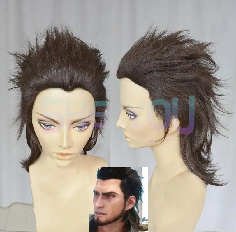 

FF15 Final Fantasy XV Gladiolus Amicitia Wigs Brown Mixed Styled Heat Resistant Synthetic Hair Cosplay Wig