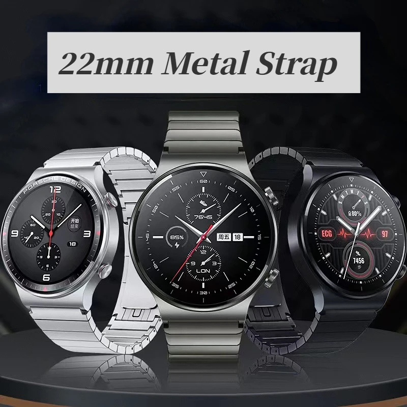 22mm Metal Strap For Huawei Watch 3/GT3 Pro Samsung Galaxy Watch 3/Gear S3 Stainless Steel Bracelet For Amazfit GTR/Stratos Belt