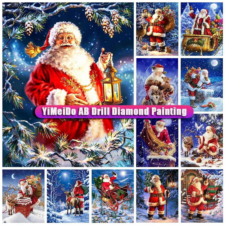 

YiMeiDo Zipper Bag 5D AB Diamond Painting Christmas Santa Claus Full Drill Diamond Embroidery Mosaic Portrait Home Decoration