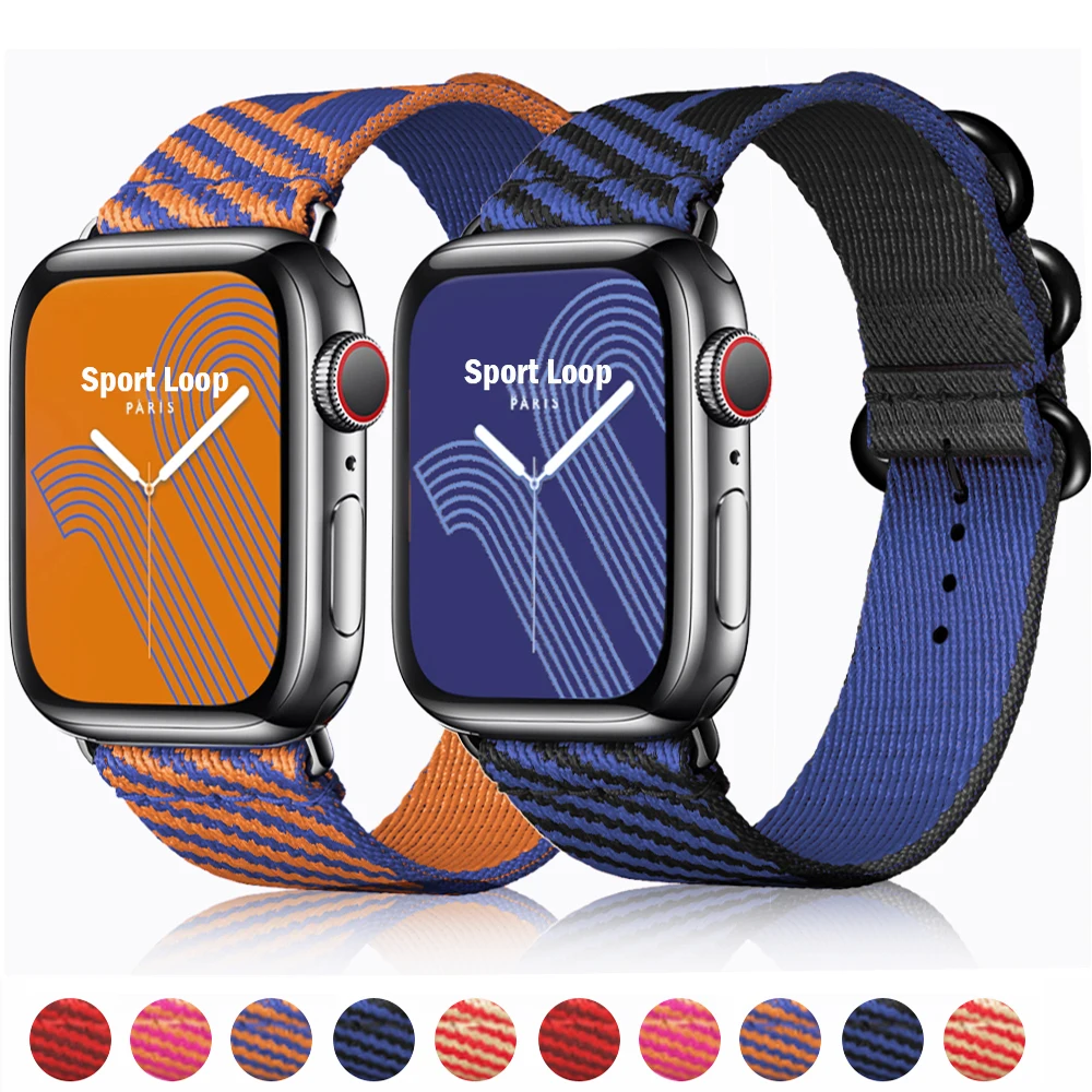 Ремешок нейлоновый для Apple Watch 7 band браслет смарт-часов iWatch Series 5 4 SE 6 44 мм 40 45 41 42 38 |
