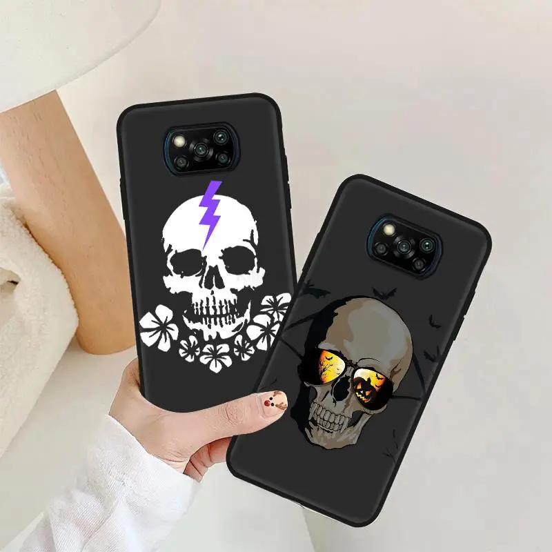 

Funny Skull Case for Xiaomi Poco M4 Pro Case Cover Redmi Note 11 10 8 9 Pro Xiaomi 12 11T Mi 11 Lite 10T Poco X3 M3 Pro F3 Funda