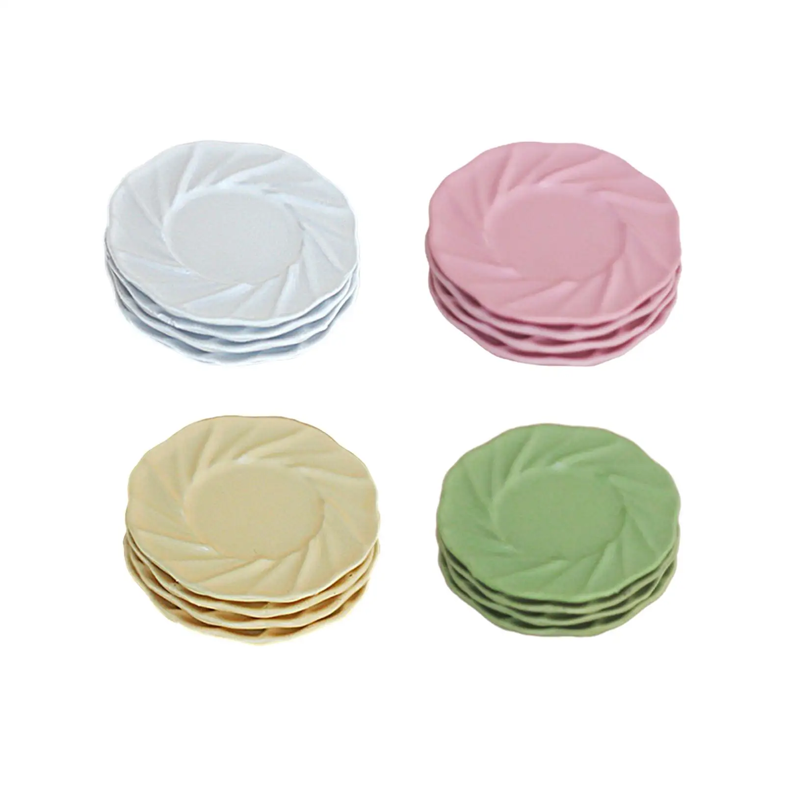 

4x Dollhouse Miniatures Dishes Decoration Children Tableware Mini Bowl Plate