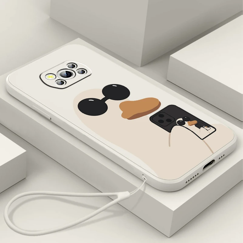 

Flowers Cute Drawing Duck Liquid Rope Funda Phone Case For Xiaomi Mi Poco X4 X3 C40 C3 M4 M3 F4 F3 GT Pro NFC 5G Soft Cover