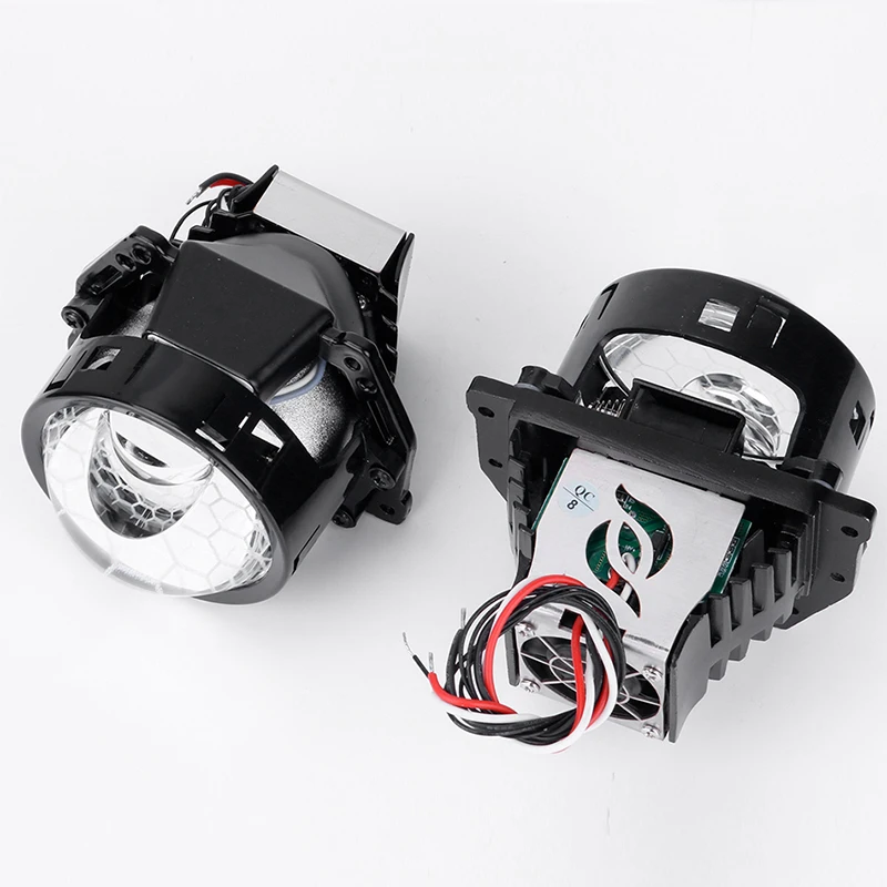 3 Inch Bi LED Projector Lenses For Headlight Hella 3R G5 Auto Lamp Retrofit Kits Hyperboloid Honeycomb Soccer Etching Lens 6000K images - 6