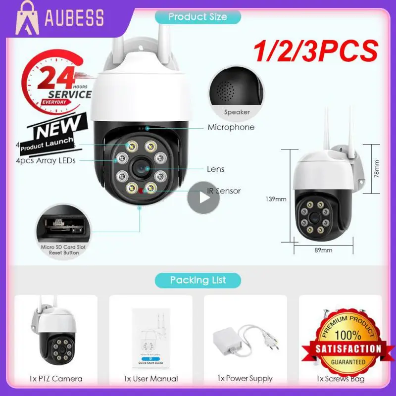 

1/2/3PCS 5X Zoom Mini IP Camera WiFi 3MP Tuya Smart Ai Auto Tracking Home Security Camera Outdoor Color IR Night Vision CCTV