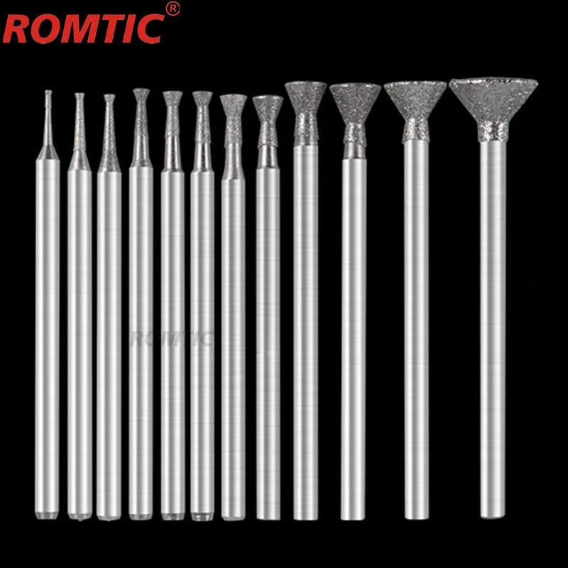 

ROMTIC Horn Head C3 Needle Electric Emery Grinding Head Tooth Machine Jade Jade Agate Carving Needle Carving Tools 100 pcs