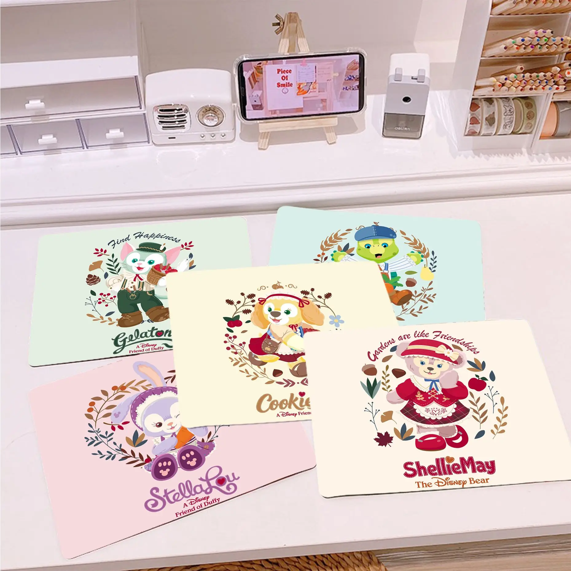 

Disney Bears Duffy And Friend Office Student Gaming Thickened Writing Pad Non-slip Cushion Mouse Pad Office Desk Accessories