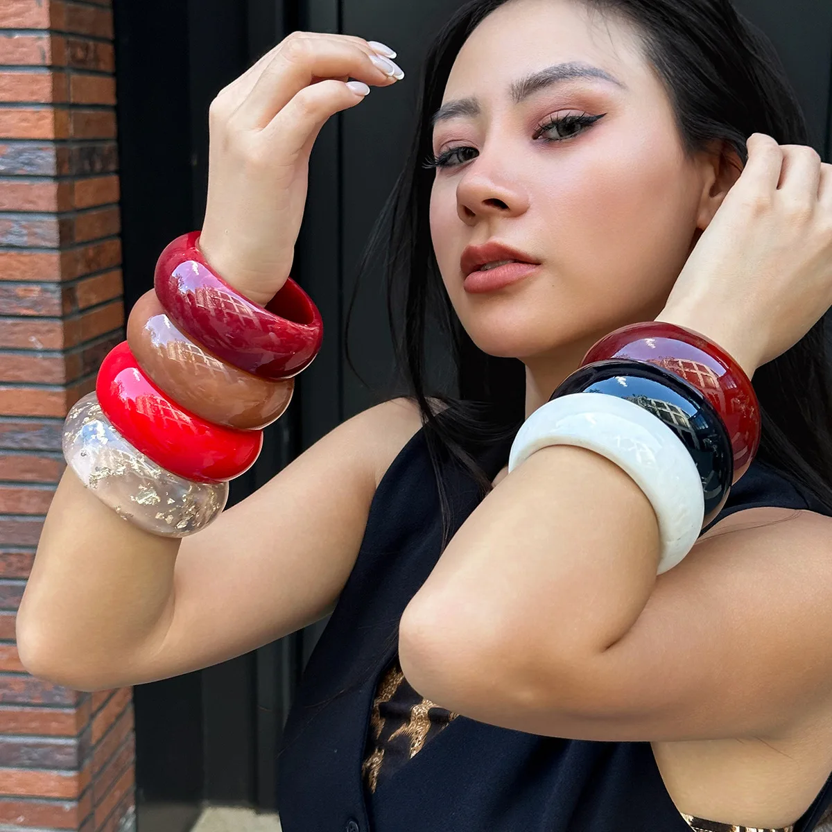 Винтажный круглый браслет из смолы