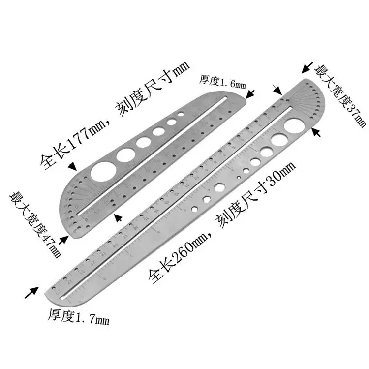 Титановая линейка Большая стальная Масштабная Круглый манометр Транспортир