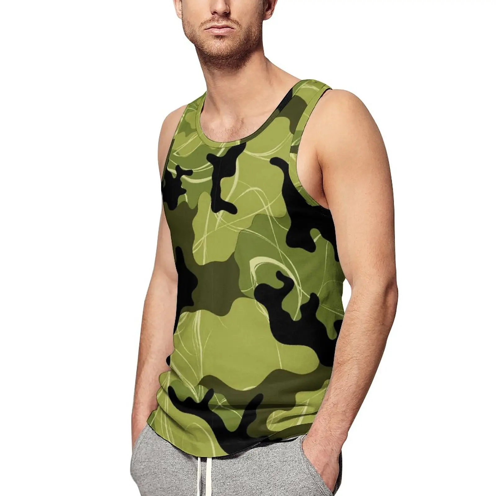 

Colorful Camo Tank Top Cool Hunter Camouflage Sportswear Tops Summer Workout Mens Custom Sleeveless Vests Big Size