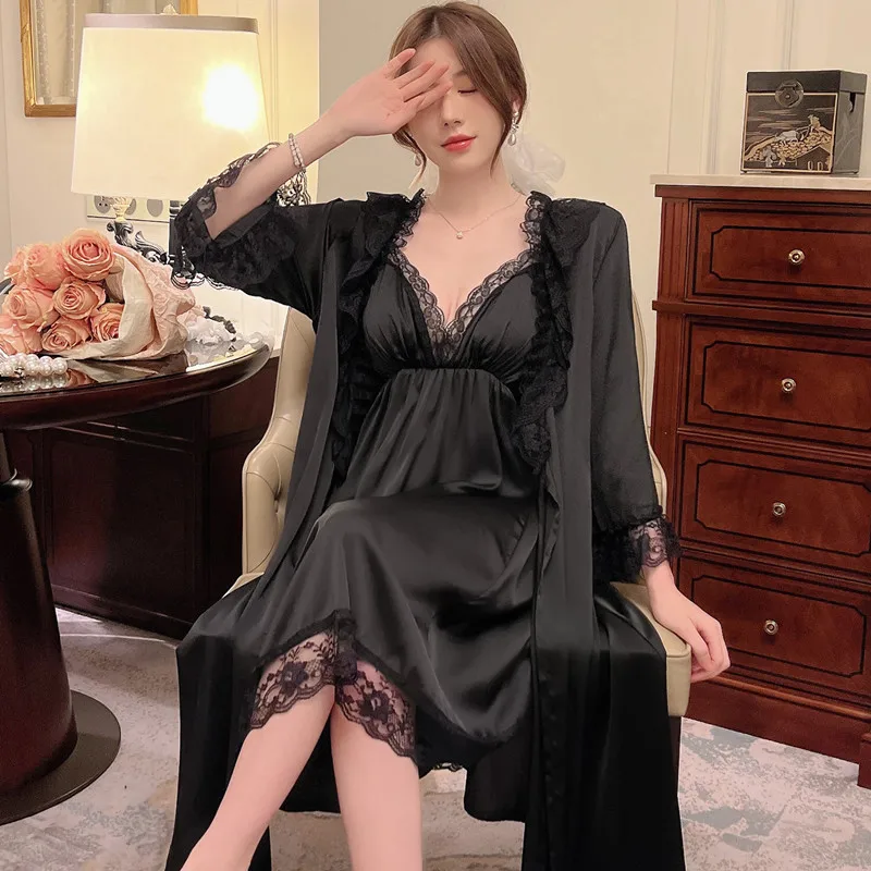 Женский свадебный халат костюм из двух предметов привлекательный кружевной