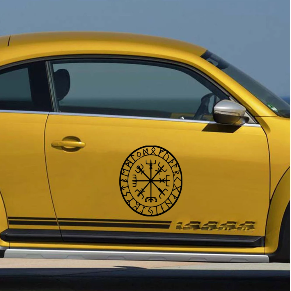 Автомобильная наклейка, защита викингов, руны, вегвизир, компас, менальная Светоотражающая наклейка, водонепроницаемые наклейки на задний бампер, окно