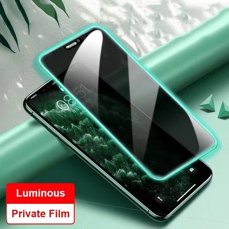 

10pcs Luminous Anti-spy Tempered Glass Compatible for iPhone 14 13 12 11 Pro XS Max X XR Privacy Screen Protector