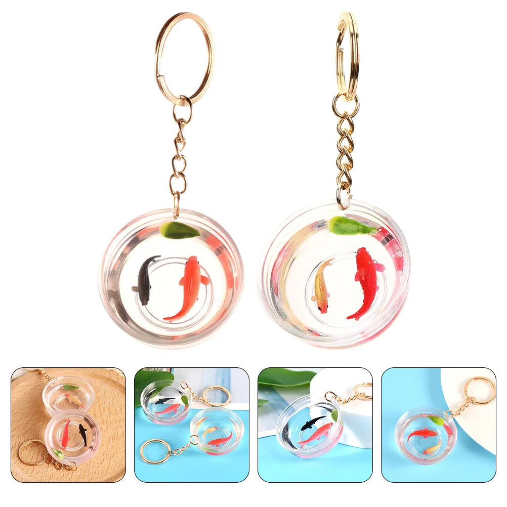 

2pcs Goldfish Key Chain Funny Fish Tank Keychain Key Ring Backpack Hanging Decoration