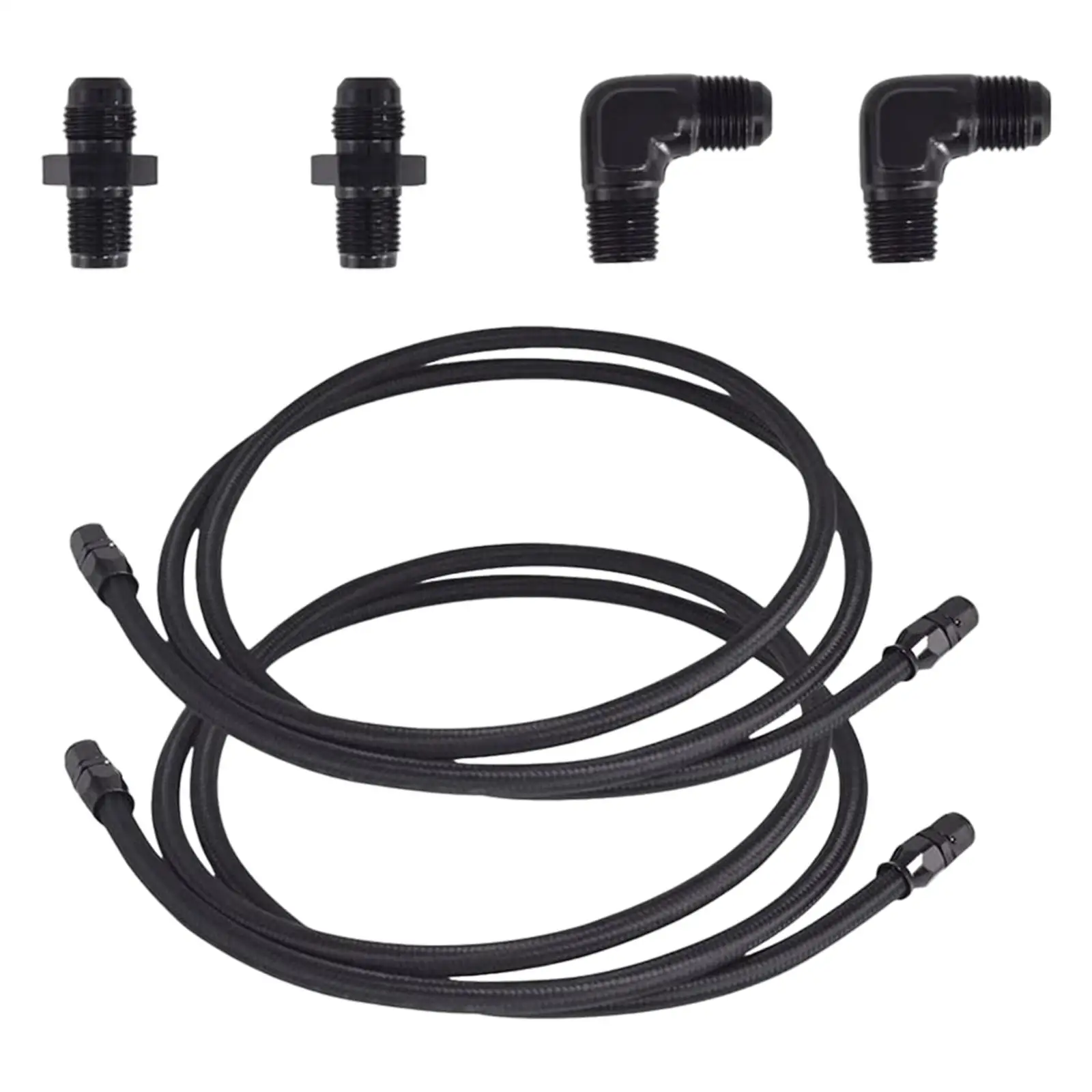 

6AN PTFE Line Fitting Kit AN6 PTFE Hose End Fitting Straight Adapters Black