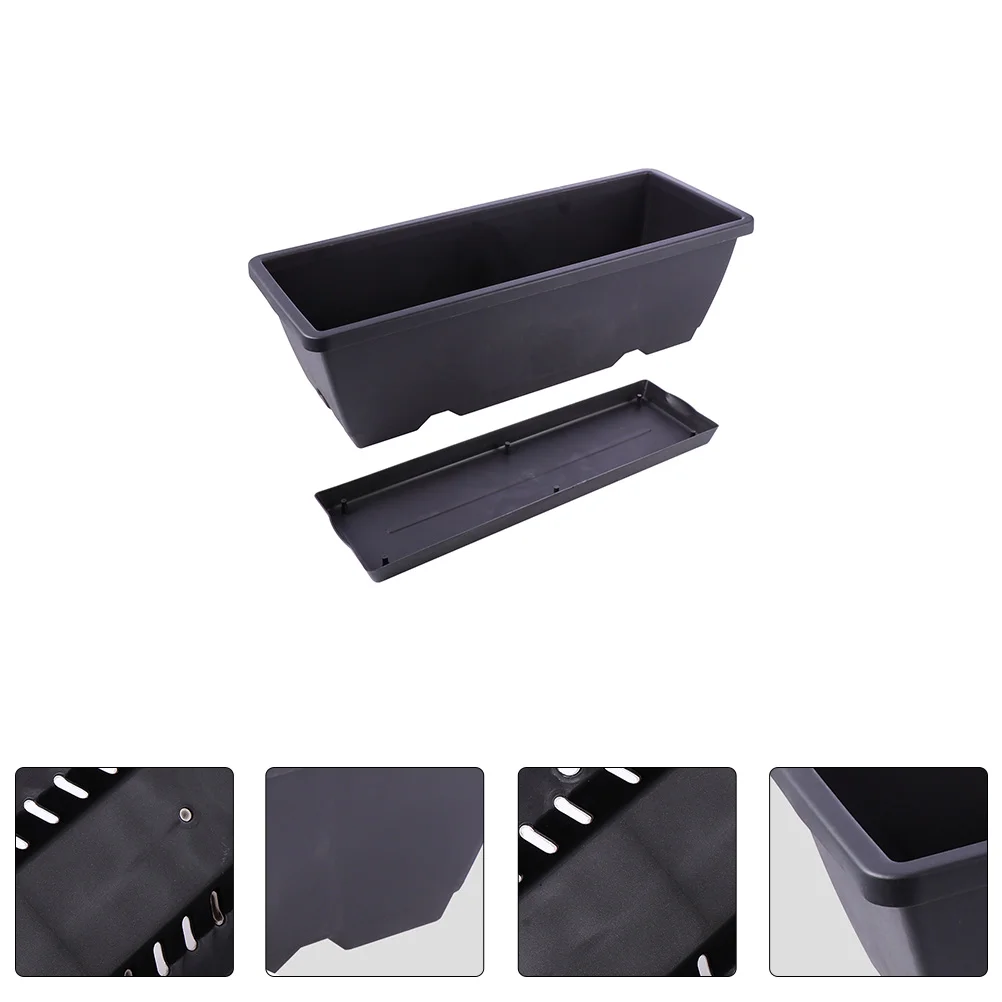 

2 Sets Flower Pots Indoor Plastic Tray Box Potted Plants Rustic Planter Stand Rectangular Planting Trough