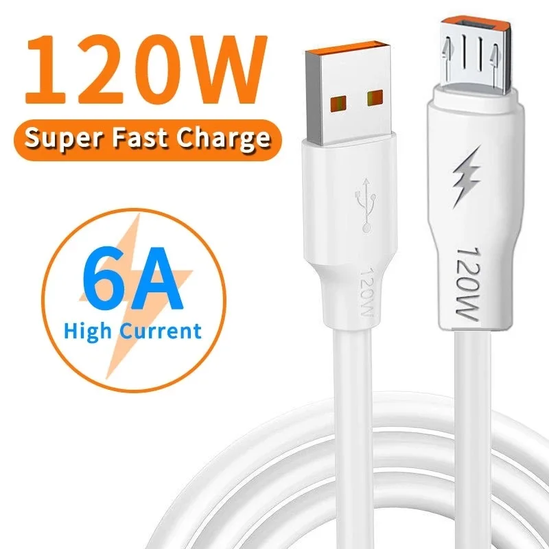 

10pcs Fast Charging 120W 6A Micro V8 5Pin USB C Cable OD6.0 Thicker Cables For Samsung s6 s7 edge note 2 4 htc lg xiaomi huawei