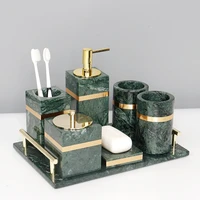 marble bathroom set toothbrush holder pump soap dispenser dish couple cups wedding gifts presents malachite green sanitary ware