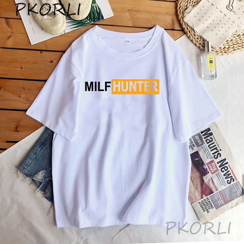 Футболка Milf Hunter мужская с коротким рукавом забавная смешная шутка креативный