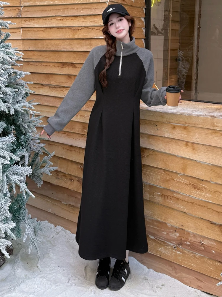 NYFS 2024 новое зимнее корейское женское платье Vestidos халат Elbise свободные бархатные