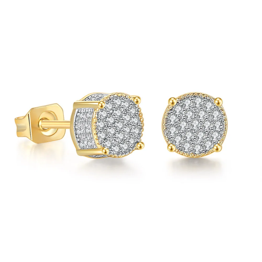 

Retro Stud Earrings for Men Luxury Gold Silver Color Punk Jewelry Cubic Zirconia Hip Hop Ear Ring Women's Accessories