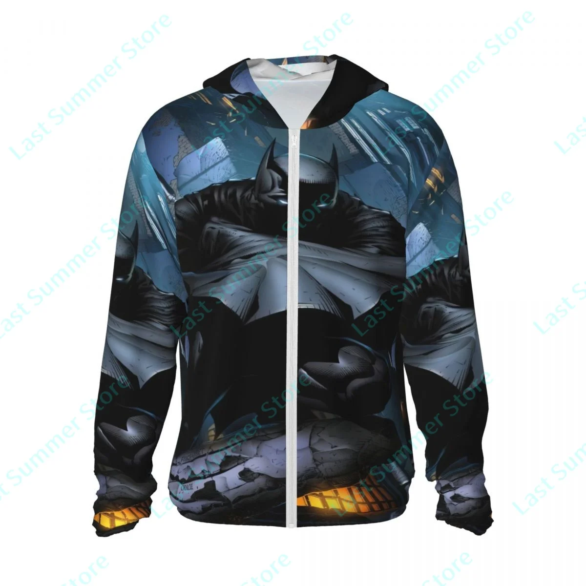 

New Superhero Batmans 3D men sun protection clothing Summer men Hooded Beach Long Sleeve Sun Protection Clothing long sleeve